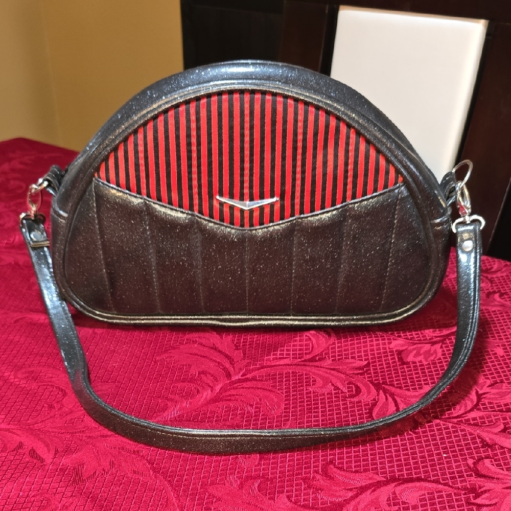 Double K Originals Black and Red Mini Bowler Hand Bag